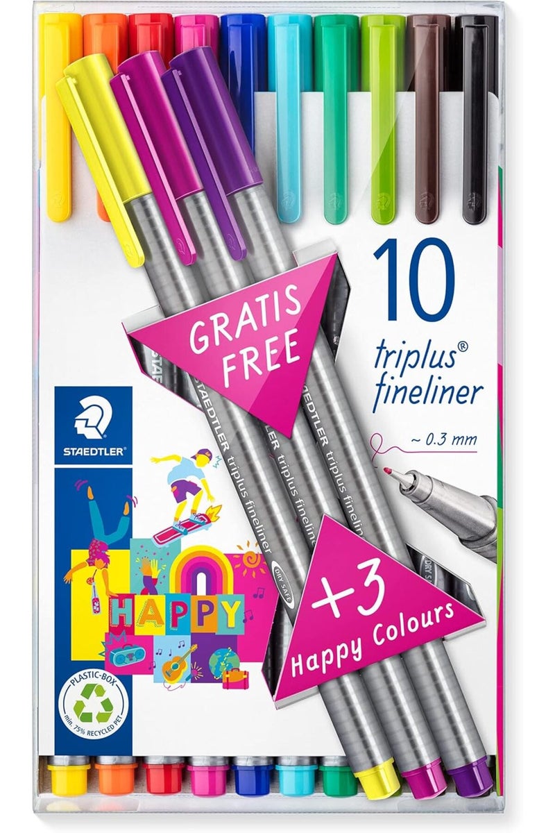 STAEDTLER Fineliner Triplus 0.3Mm - 10+3 Promotional Pack - Multicolor - Image 1